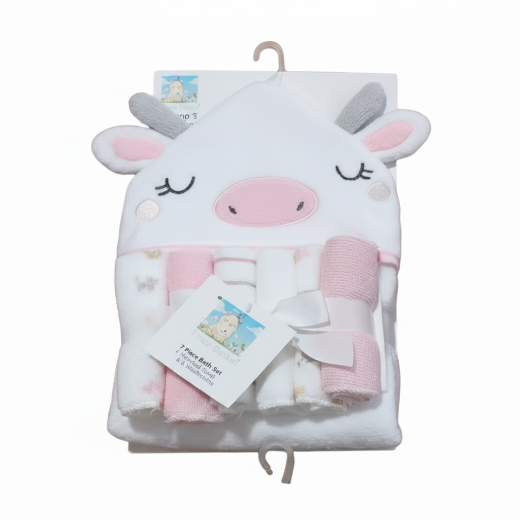 Cartoon bath towel with washcloths set