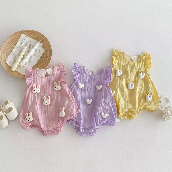 Baby girl 3D toy cotton romper