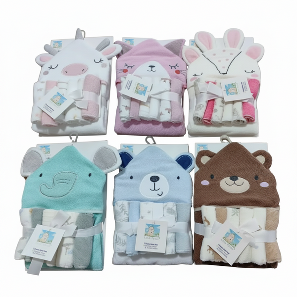 Cartoon bath towel with washcloths set