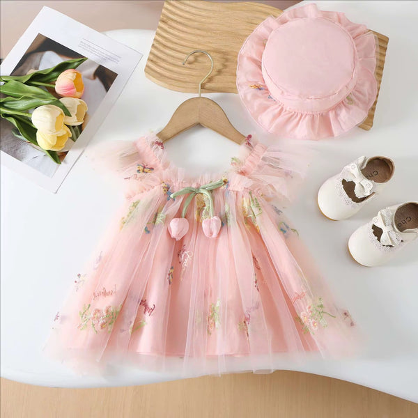 Baby Girl Mesh Tulip Dress with Hat
