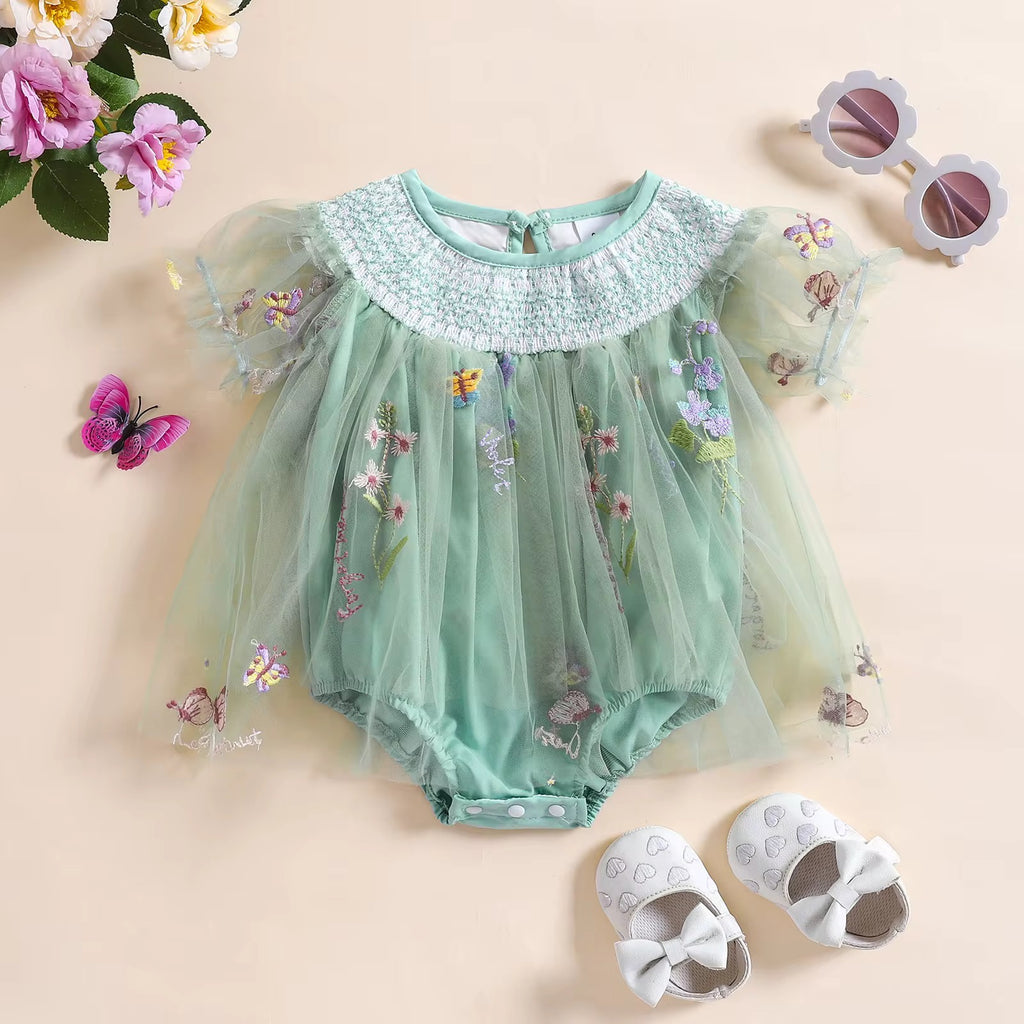 Baby Floral Embrioderiey mesh dress
