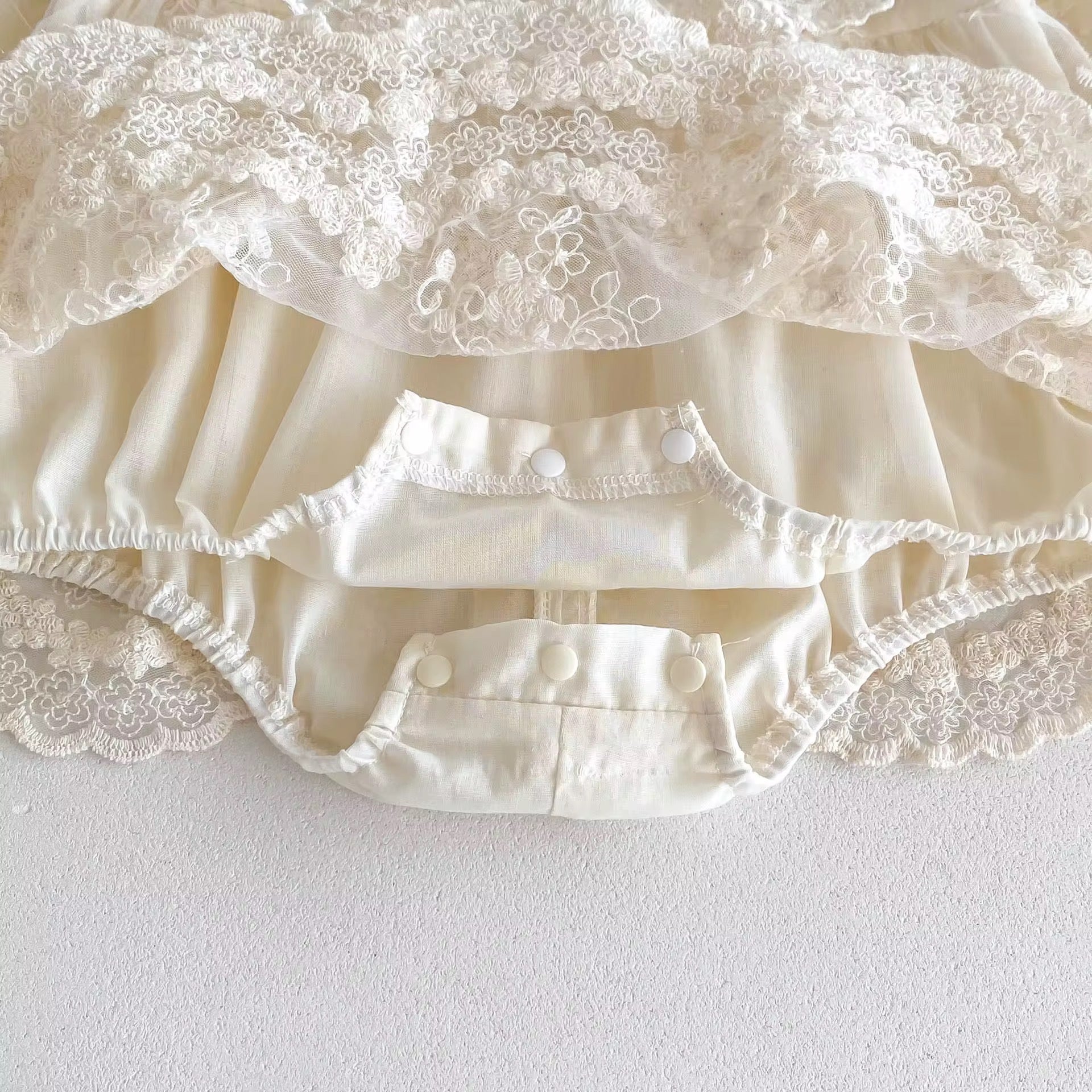 Baby girl white romper mesh dress
