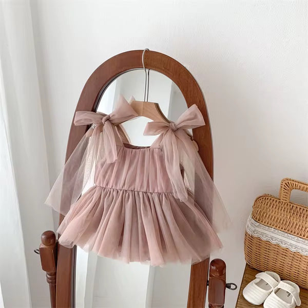 Baby Mesh Romper with Tie Sleeve
