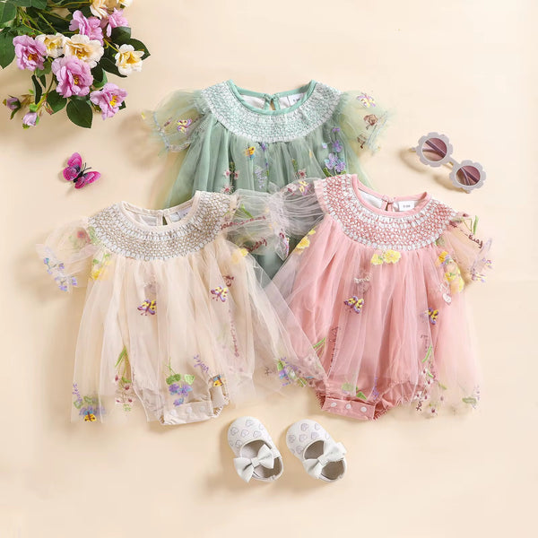 Baby Floral Embrioderiey mesh dress