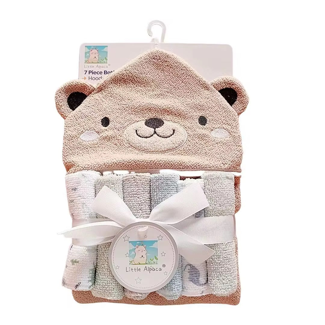 Cartoon bath towel with washcloths set
