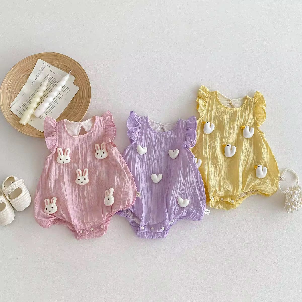 Baby girl 3D toy cotton romper