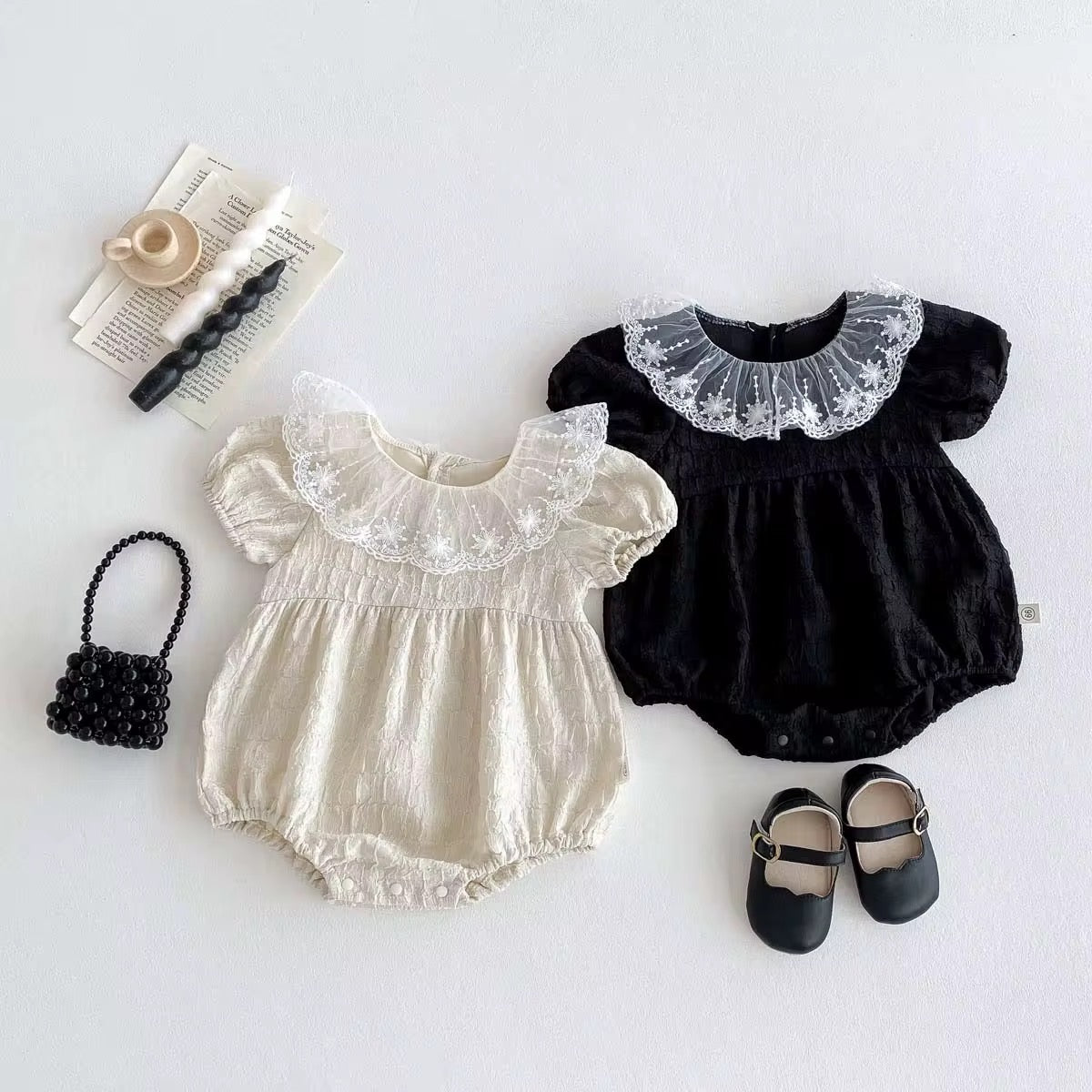Baby Embriodery Mesh Frill Collar dress