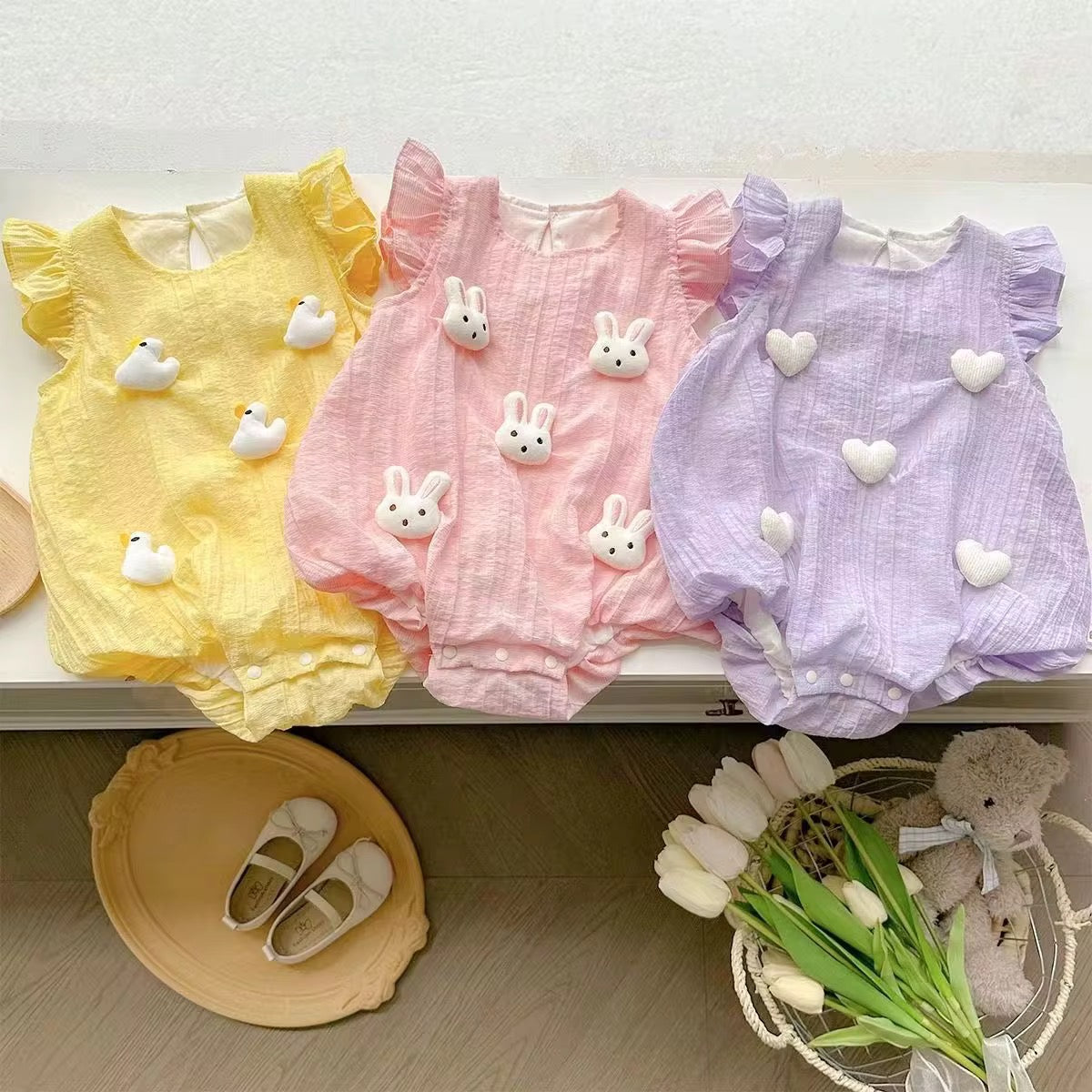 Baby girl 3D toy cotton romper