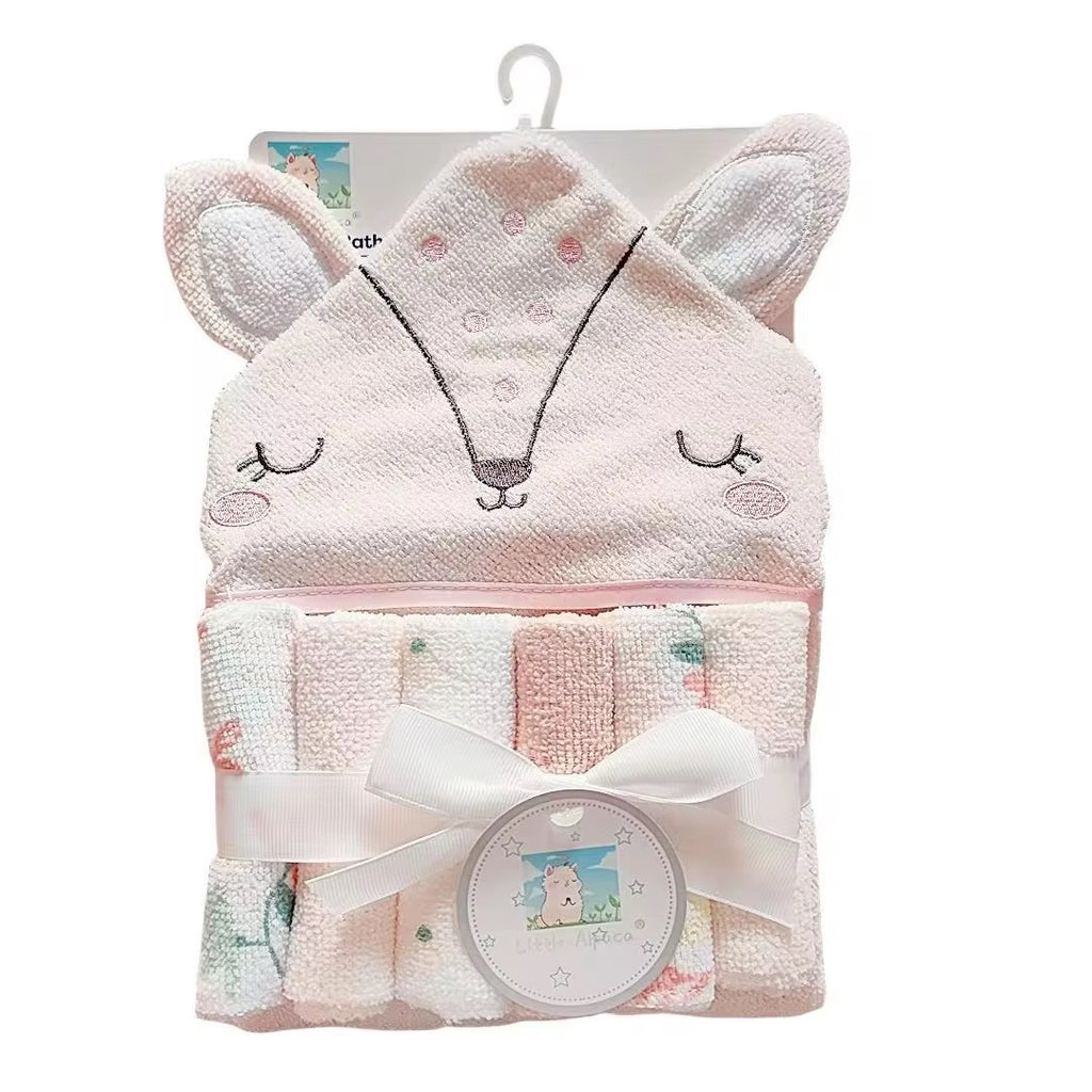 Cartoon bath towel with washcloths set