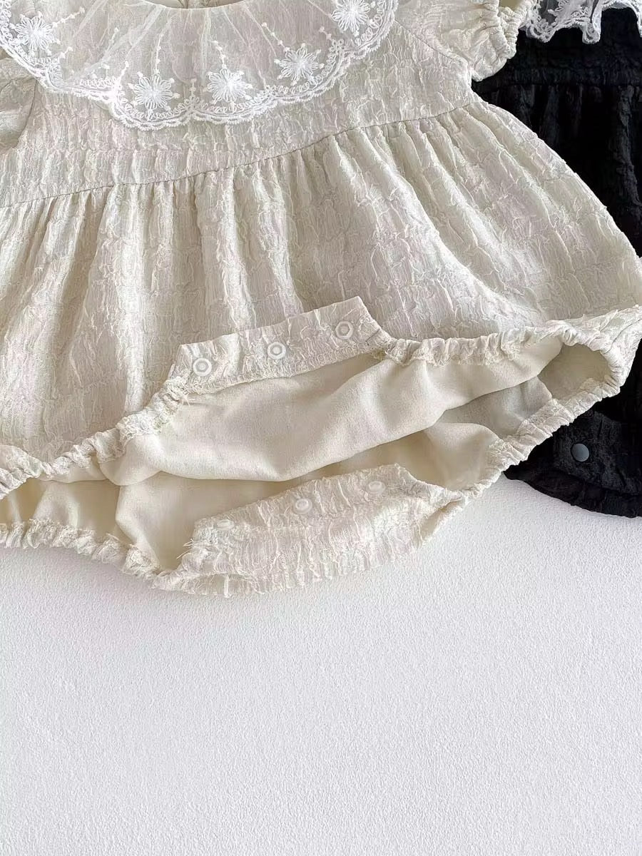 Baby Embriodery Mesh Frill Collar dress