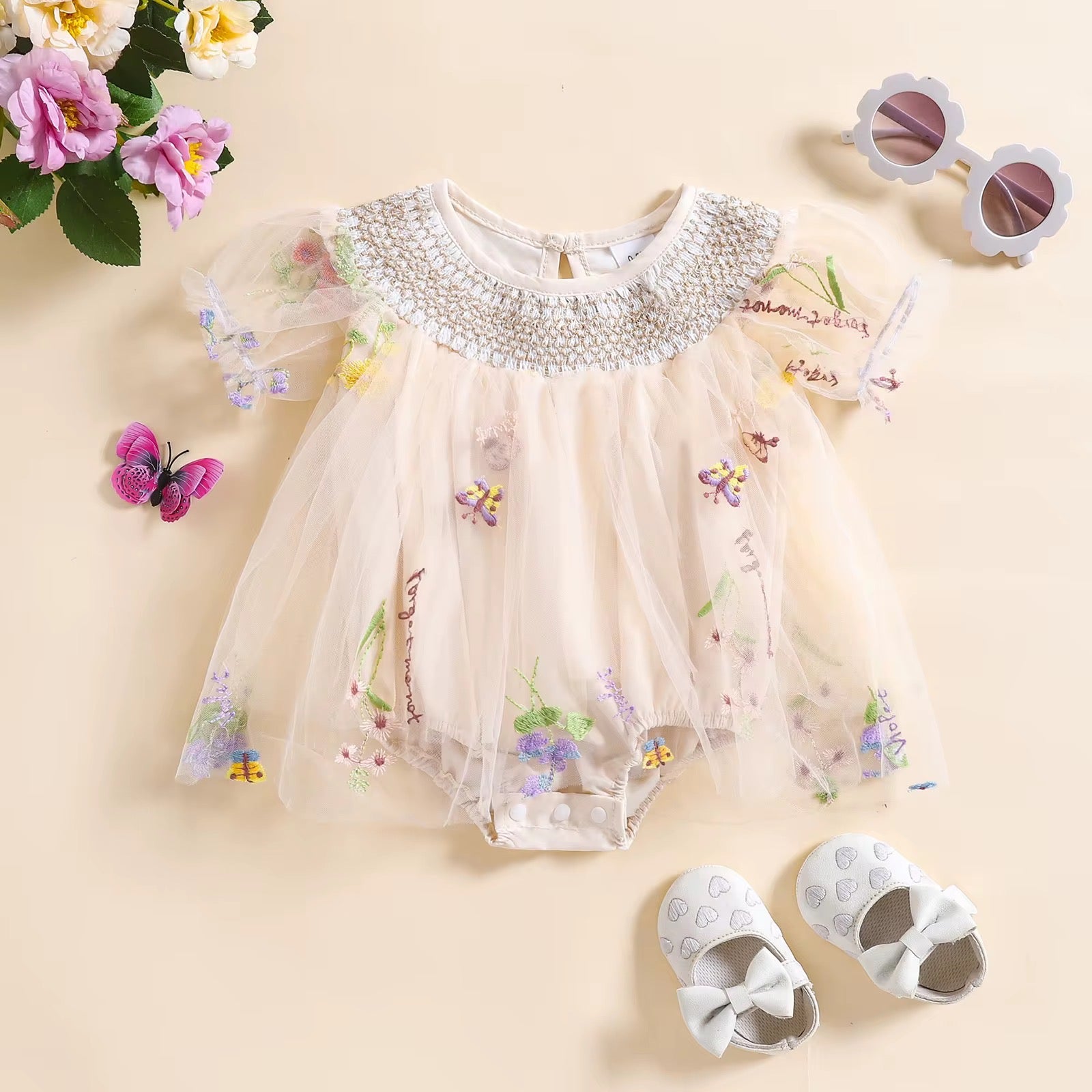 Baby Floral Embrioderiey mesh dress