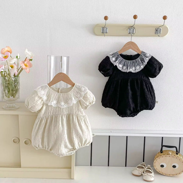 Baby Embriodery Mesh Frill Collar dress