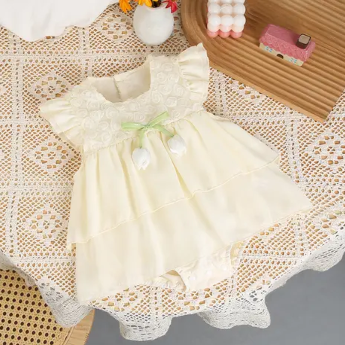 Baby Girl Elegant Frock with Tulip Hanging
