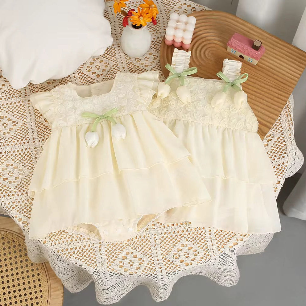 Baby Girl Elegant Frock with Tulip Hanging